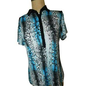 EP Pro Size M Medium Reptile Print Collared Short Sleeve Golf Shirt Top